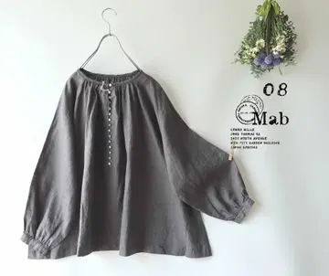 새상품 할인 08mab 차콜 그레이*다버튼 넉넉한 린넨 블라우스 1006