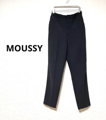 moussy 하이 웨스트 테이퍼드 팬츠 블랙 오피스 포멀 슬랙스