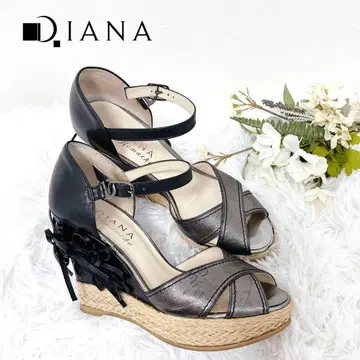 DIANA 다이애나 리본 샌들 블랙 웨지솔 23.5cm