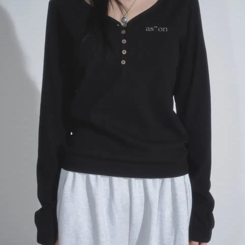 【as\"on】EASY BUTTON LONG TEE◆ as