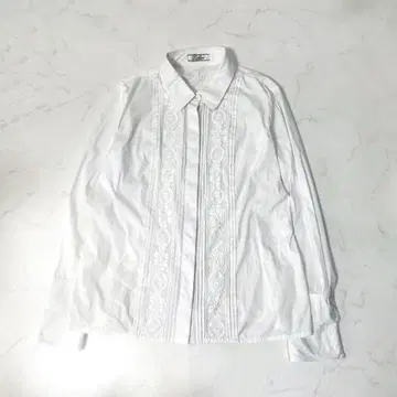 Leilian 핀턱 레이스 블라우스 소매 레이스 셔츠 화이트