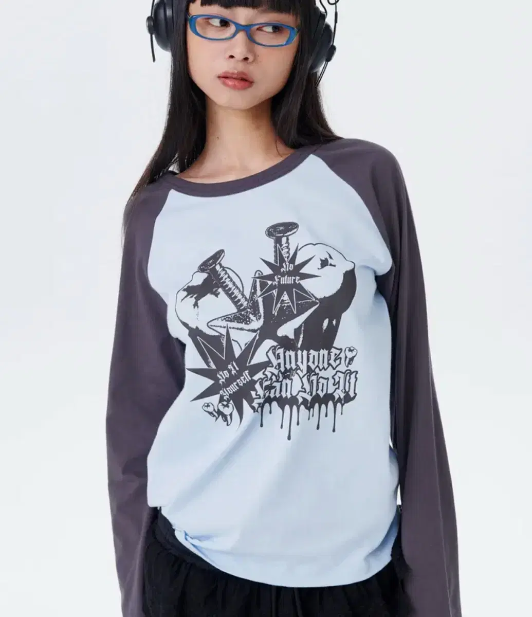 Running High Tooths Raglan Long Sleeve Tee [Sky Blue]