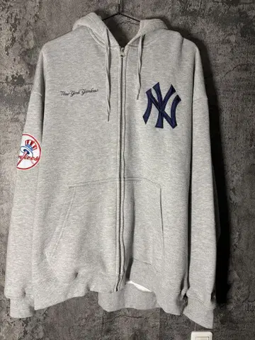 New York Yankees 풀 집업 후드티 그레이 L 사이즈