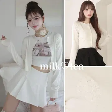 택 포함 새상품 다리치 UV 차단 엠블럼 니트 가디건 화이트 F