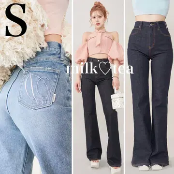 새상품 다리치 세미 플레어 데님 팬츠 S 인디고 misamo 데님