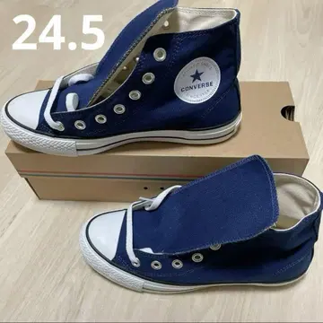 새상품 컨버스 하이컷 스니커즈 남성/여성용 24.5cm 네이비