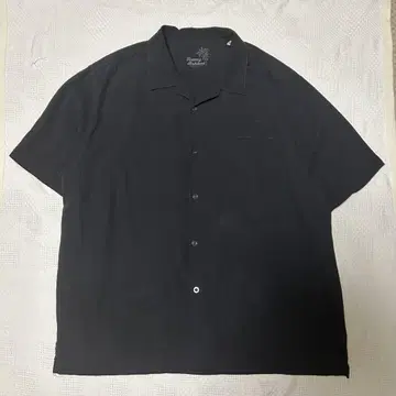00s Tommy Bahama 50s 샘플링 오픈 카라 셔츠 블랙