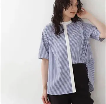 N.natural beauty basic 밴드 카라 셔츠