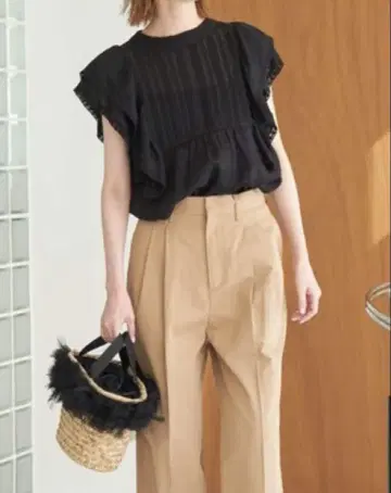 24SS SLOBE IENA 라미 프릴 핀턱 블라우스