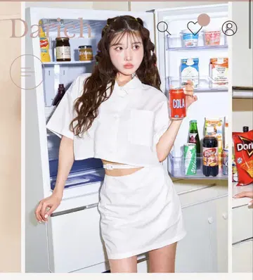 다리치 박스 크롭 셔츠 셋업