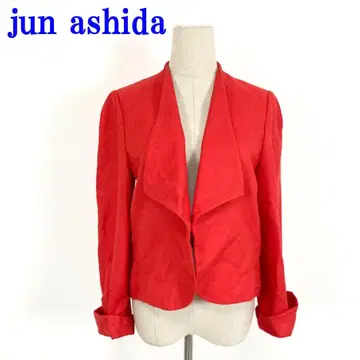 준 아시다 노카라 자켓 빨간색 레이온 린넨 9 C3349