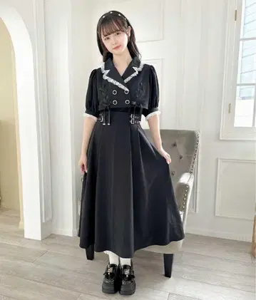 ROJITA 배색 테일러드 롱 원피스