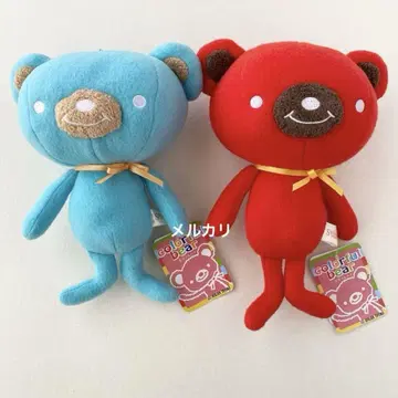 시나다 컬러풀 베어 M 봉제 인형 2개 곰 라이트 블루 레드