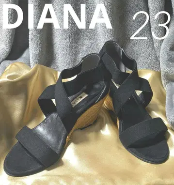 DIANA 블랙 웨지솔 샌들 사이즈 23cm