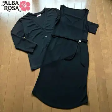 알바 로자 원피스 셋업 상하의 블랙 하이비스커스