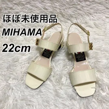 거의 미사용 MIHAMA 샌들 화이트 오픈토 앵클 스트랩