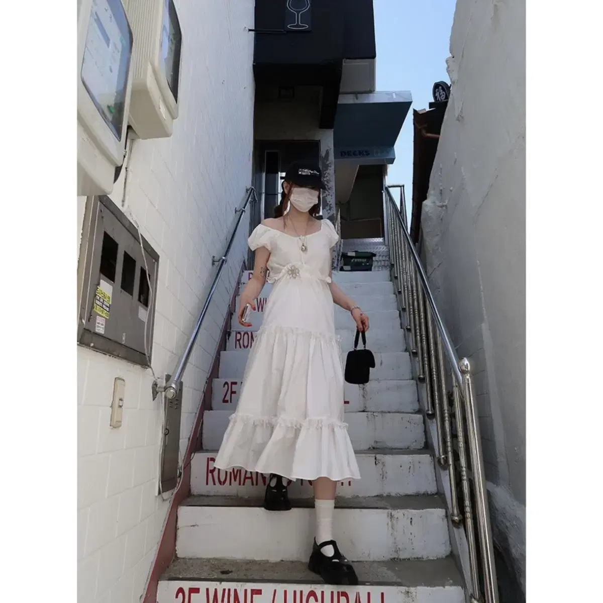 韓国商品/FRECKLE heart pocket lace organza dress freckle Heart Pocket layce Organza Dress on Bunjang Global Site.