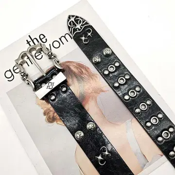 스터드 블랙 y2k 가죽 벨트 헤이세이 갸루