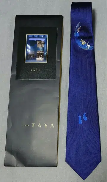 GINZA TAYA 긴자 타야 네이비 넥타이 토끼 자수