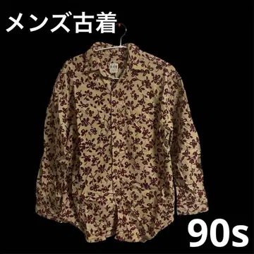 패턴 플란넬 셔츠 90년대 꽃무늬 남성용 M