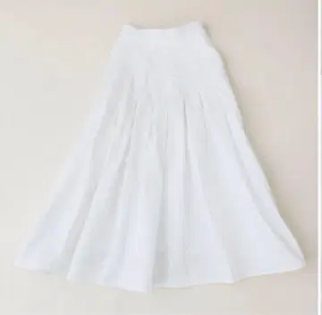 MACHATT 마챠트 데님 턱 스커트 플레어 허리 밴딩 화이트