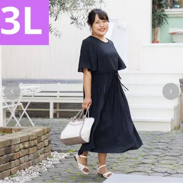 시마무라 hina 접촉 냉감 기능 소매 플레어 원피스 블랙 3L 사이즈