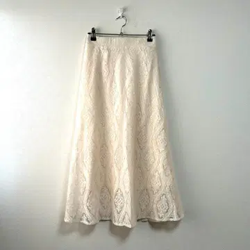 나우나우 여성용 플레어 스커트 롱 레이스 화이트 M