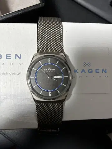 박스 포함 SKAGEN 아날로그 손목시계 블랙/블루