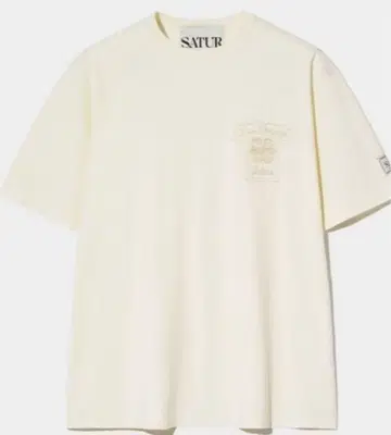 SATUR 크림색 티셔츠 반팔 SATUR BON VOYAGE