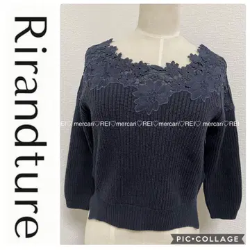 rirandture 리랜드트루 레이스 니트 네이비 2