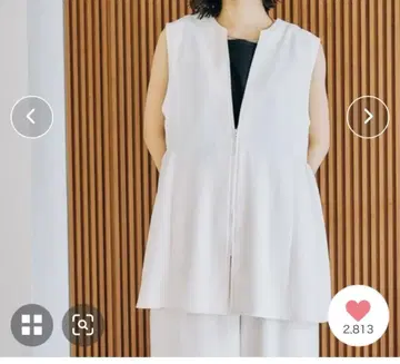 린넨 라이크 드라이 시리즈 절개 베스트 아이보리
