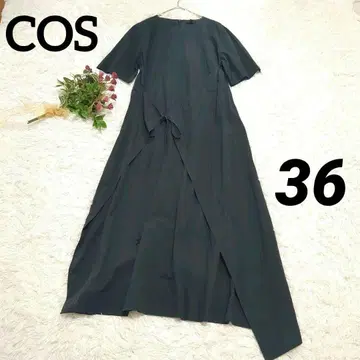 COS 블랙 검정 롱 원피스 리본 어시멘틀리