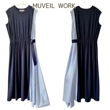 MUVEIL WORK 슬리브리스 원피스 스트라이프 비대칭 M