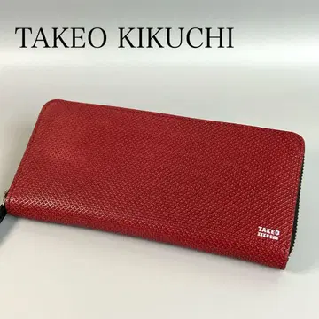 TAKEO KIKUCHI 다케오 키쿠치 남성용 직조 무늬 장지갑 레드