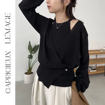 새상품 CAPRICIEUX LE'MAGE 탱크 SET 아지메 가디건 블랙