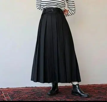 컨디션 최상 foufou 슈퍼 턱 롱 스커트 블랙 0