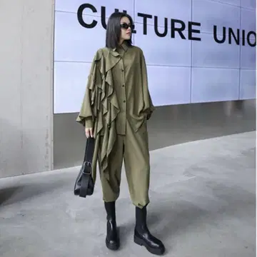 셋업 팬츠 블랙 프릴