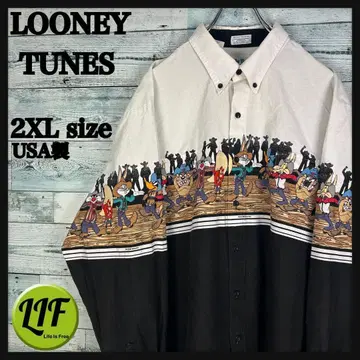 루니툰 USA제 캐릭터 집합 긴팔 웨스턴 셔츠 2XL 4953