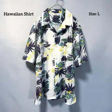 Hawaiian Shirt 알로하 디자인 셔츠 반팔 올 패턴 화이트 L