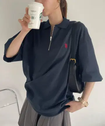Ada. US POLO ASSN. 하프 지퍼 숏 슬리브 피케 셔츠