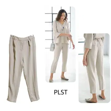 플라스테 PLST 스트레치 더블 크로스 턱 테이퍼드 팬츠 XXS