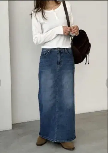 이번 시즌 El mar 데님 롱 스커트