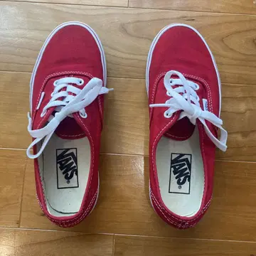 VANS 오센틱 레드 캔버스 스니커즈 23cm