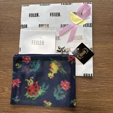 FEILER 플라워 무늬 파우치 네이비