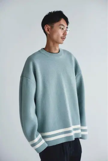 PINE 민트 그린 스트라이프 니트