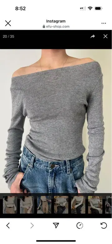 efu. SHEER LONG SLEEVE KNIT 원숄더 완판템