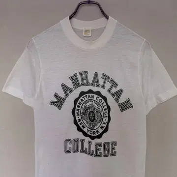 Vintage 70-80's MANHATTAN 칼리지 프린트 티셔츠