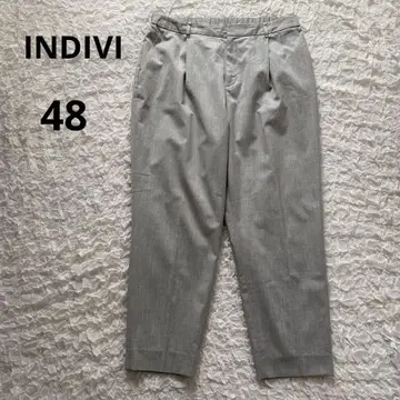 INDIVI 48 라이트 그레이 안감 부착 팬츠 빅 사이즈