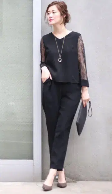 RIVE DRIOITE 셋업 팬츠 레이스 블랙