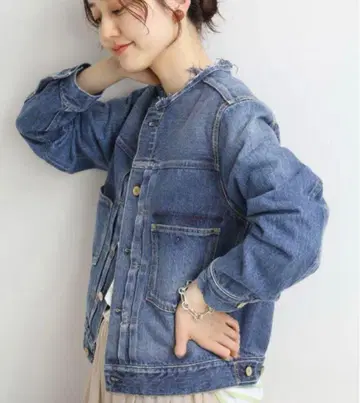 IENA 리메이크 턱 데님 자켓 블루종 36 사이즈